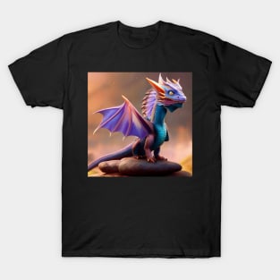 Baby Purple and Blue Dragon with Purple Wings T-Shirt